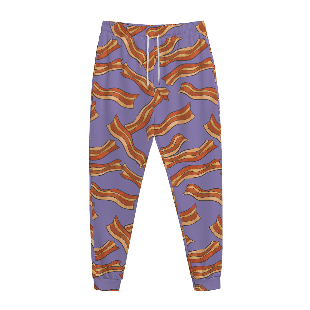 Purple Bacon Pattern Print Jogger Pants