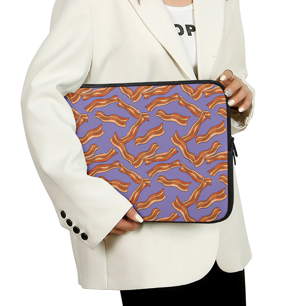 Purple Bacon Pattern Print Laptop Sleeve