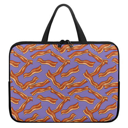 Purple Bacon Pattern Print Laptop Sleeve With Handle
