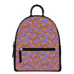 Purple Bacon Pattern Print Leather Backpack