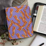 Purple Bacon Pattern Print Leather Bible Cover