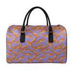 Purple Bacon Pattern Print Leather Duffle Bag