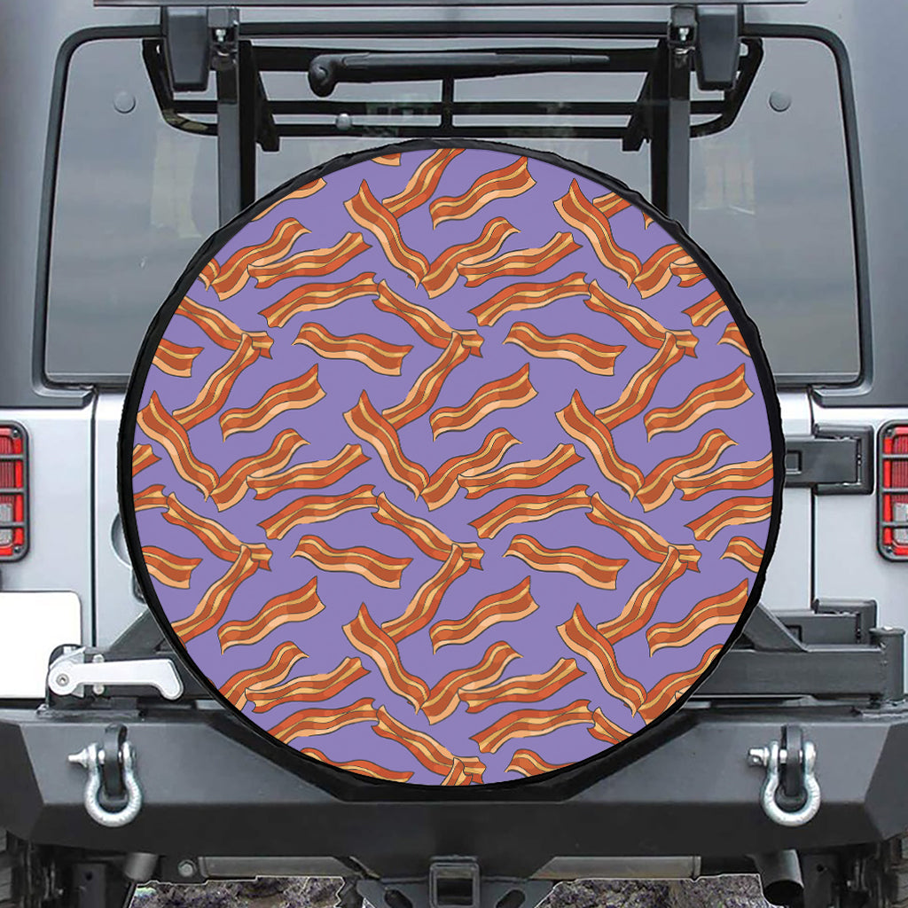 Purple Bacon Pattern Print Leather Spare Tire Cover