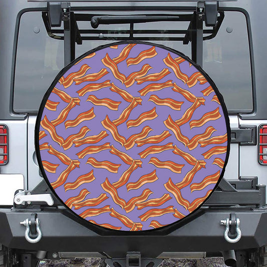 Purple Bacon Pattern Print Leather Spare Tire Cover