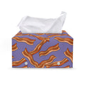 Purple Bacon Pattern Print Leather Tissue Box Cover