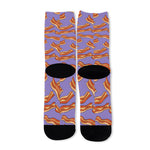 Purple Bacon Pattern Print Long Socks