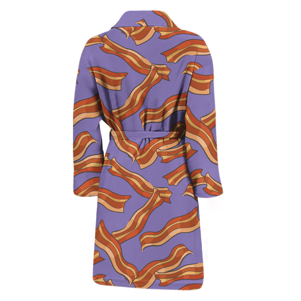 Purple Bacon Pattern Print Men's Bathrobe