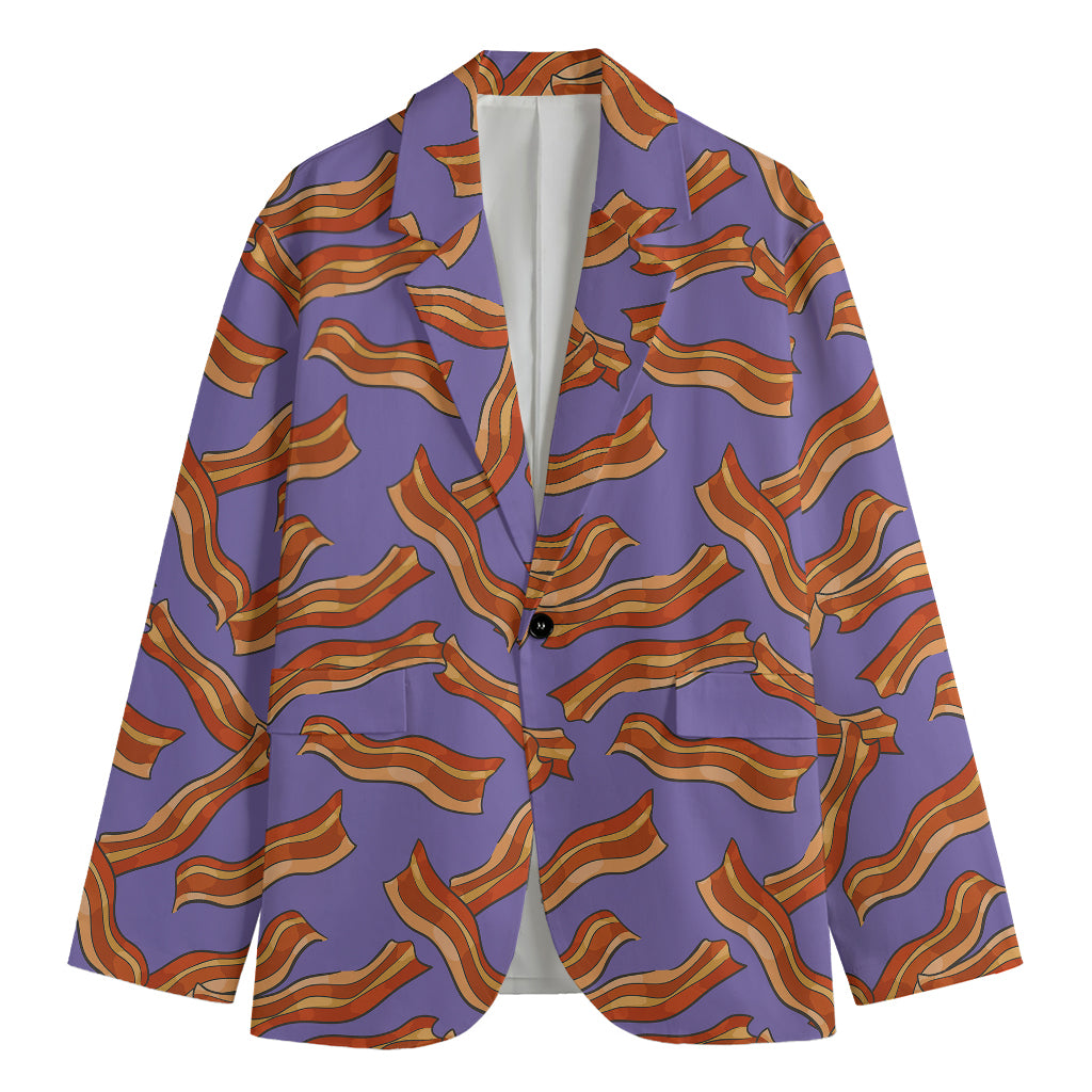 Purple Bacon Pattern Print Men's Blazer