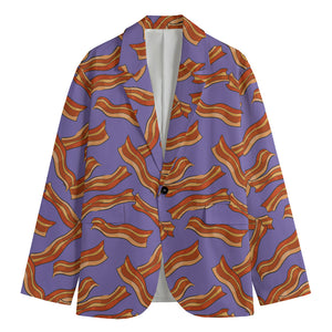 Purple Bacon Pattern Print Men's Blazer