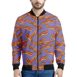 Purple Bacon Pattern Print Men's Bomber Jacket