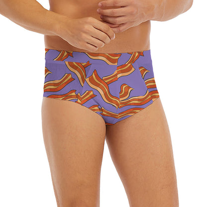 Purple Bacon Pattern Print Men's Briefs