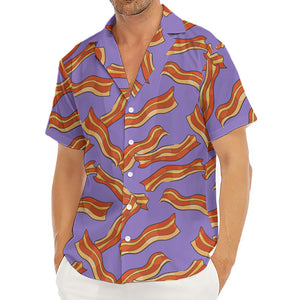 Purple Bacon Pattern Print Men's Deep V-Neck Shirt