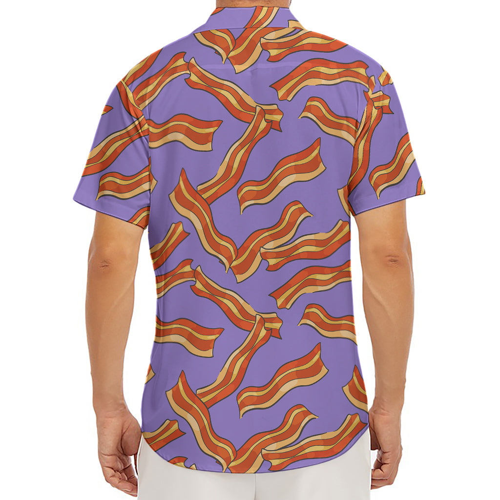 Purple Bacon Pattern Print Men's Deep V-Neck Shirt