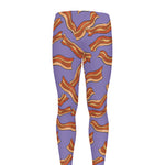 Purple Bacon Pattern Print Men's leggings