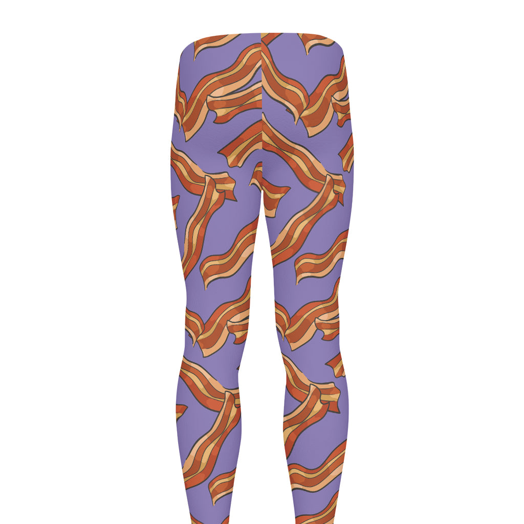 Purple Bacon Pattern Print Men's leggings