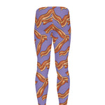 Purple Bacon Pattern Print Men's leggings