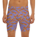 Purple Bacon Pattern Print Men's Long Boxer Briefs
