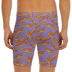 Purple Bacon Pattern Print Men's Long Boxer Briefs