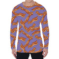 Purple Bacon Pattern Print Men's Long Sleeve T-Shirt