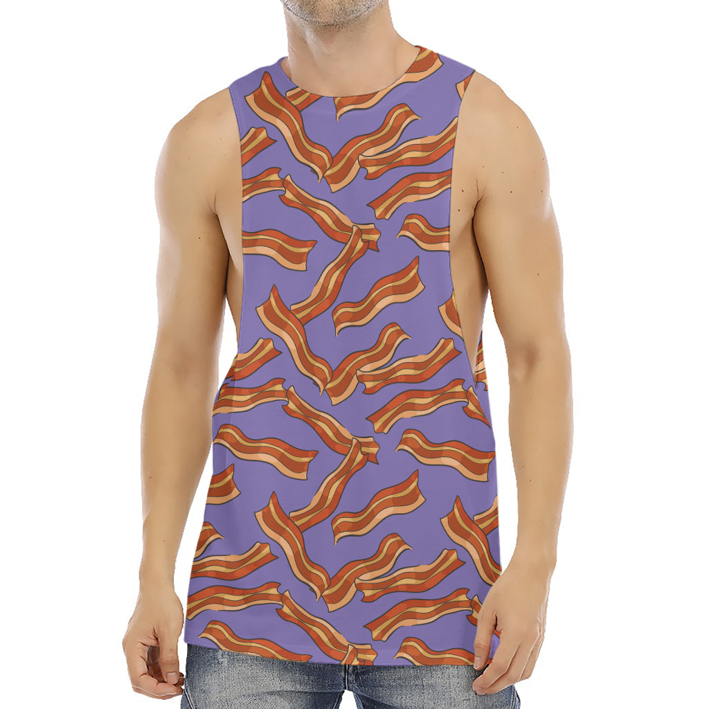 Purple Bacon Pattern Print Men's Muscle Tank Top