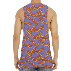 Purple Bacon Pattern Print Men's Muscle Tank Top