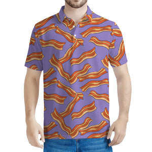 Purple Bacon Pattern Print Men's Polo Shirt