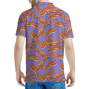 Purple Bacon Pattern Print Men's Polo Shirt