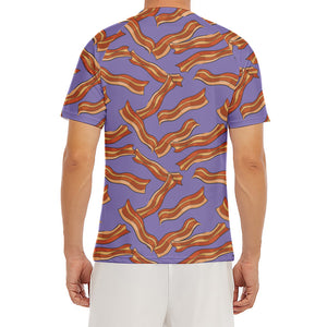 Purple Bacon Pattern Print Men's Short Sleeve Rash Guard