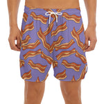 Purple Bacon Pattern Print Men's Split Running Shorts