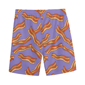 Purple Bacon Pattern Print Men's Sports Shorts