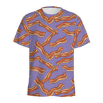 Purple Bacon Pattern Print Men's Sports T-Shirt