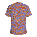 Purple Bacon Pattern Print Men's Sports T-Shirt