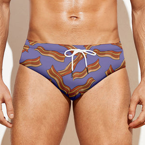 Purple Bacon Pattern Print Men's Swim Briefs