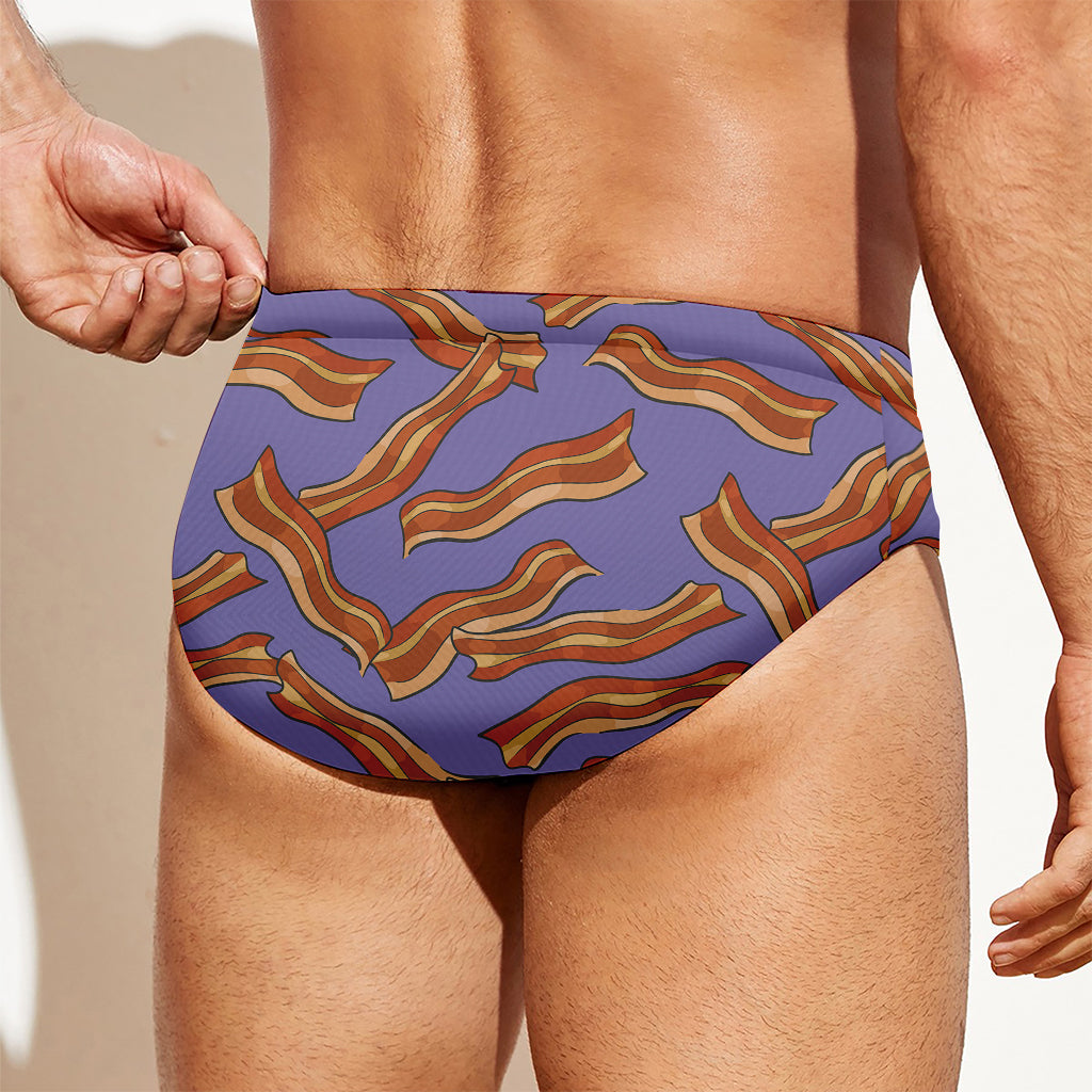 Purple Bacon Pattern Print Men's Swim Briefs