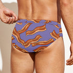 Purple Bacon Pattern Print Men's Swim Briefs