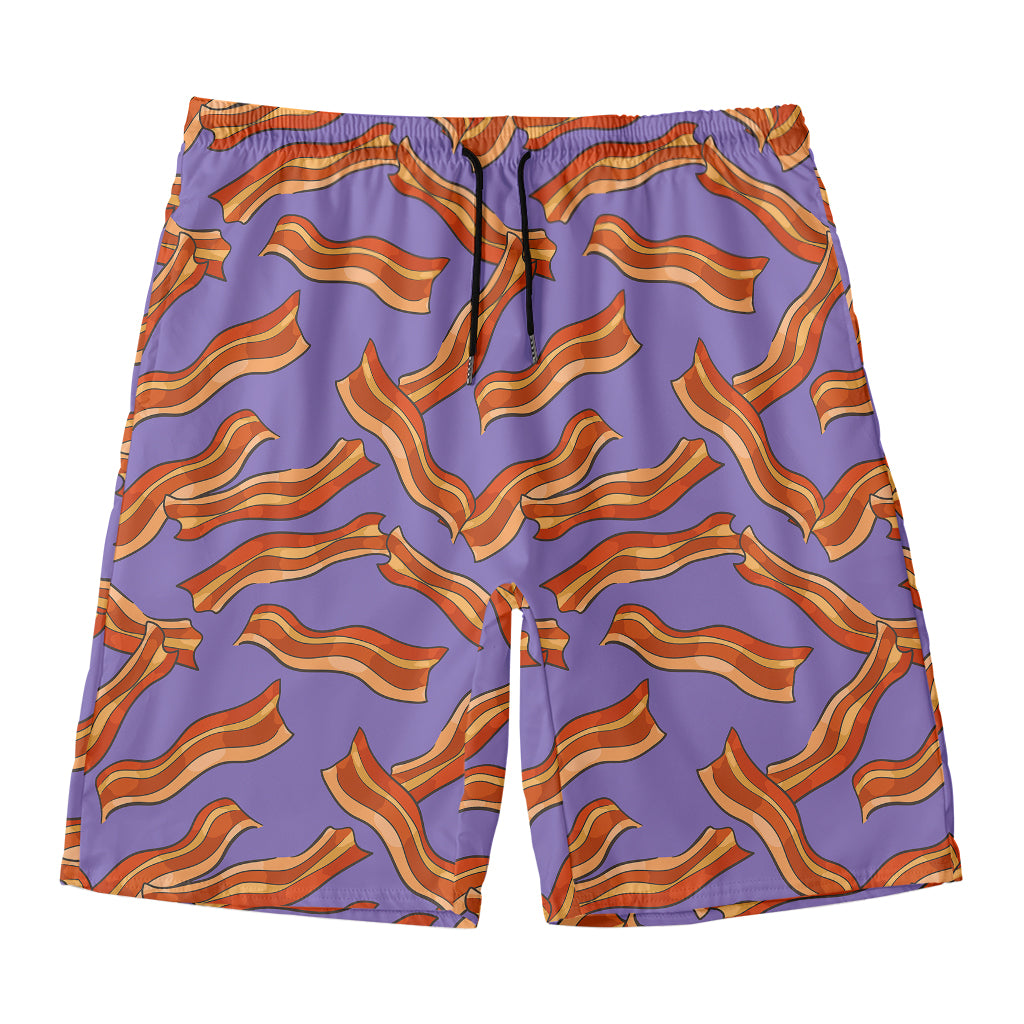 Purple Bacon Pattern Print Men's Swim Trunks