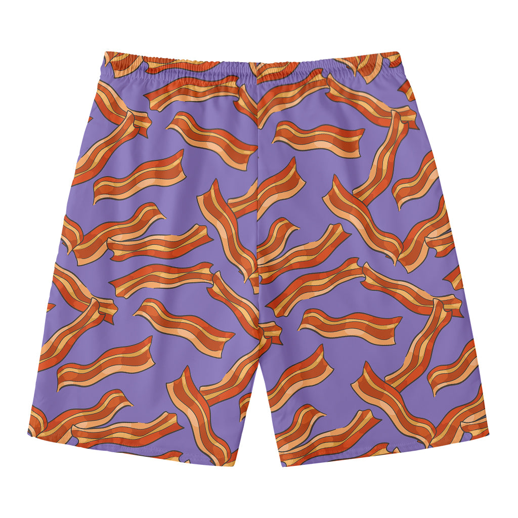 Purple Bacon Pattern Print Men's Swim Trunks