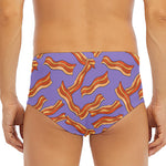 Purple Bacon Pattern Print Men's Triangle Swim Briefs