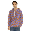 Purple Bacon Pattern Print Men's Velvet Pullover Hoodie