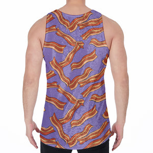 Purple Bacon Pattern Print Men's Velvet Tank Top