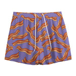 Purple Bacon Pattern Print Mesh Shorts