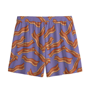 Purple Bacon Pattern Print Mesh Shorts