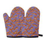 Purple Bacon Pattern Print Oven Mitts