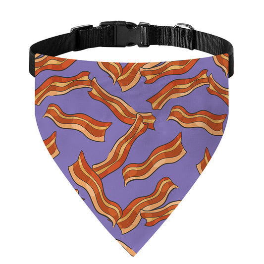 Purple Bacon Pattern Print Over The Collar Dog Bandana