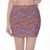 Purple Bacon Pattern Print Pencil Mini Skirt