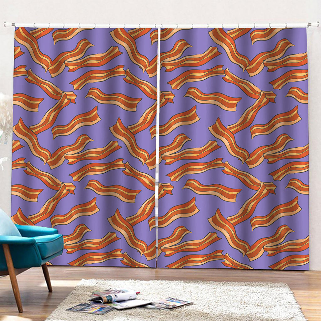 Purple Bacon Pattern Print Pencil Pleat Curtains