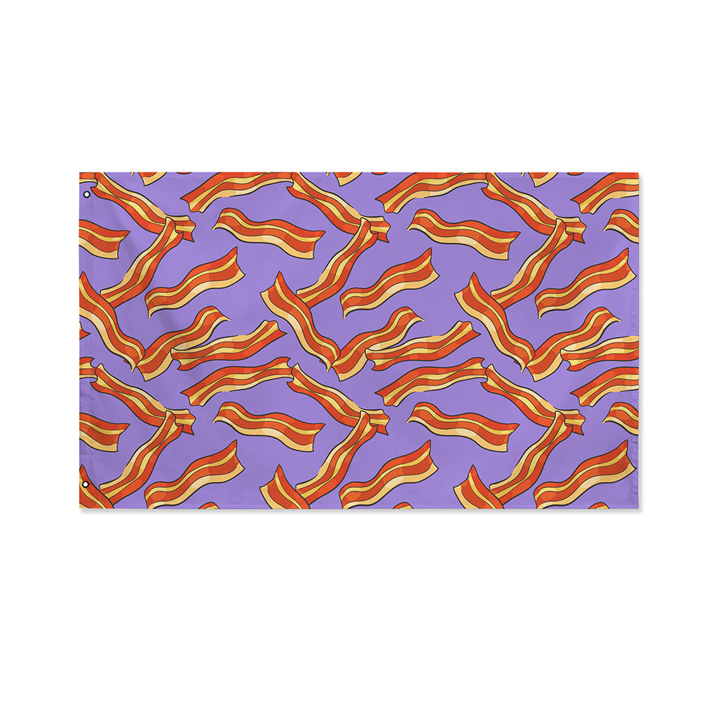 Purple Bacon Pattern Print Polyester Flag