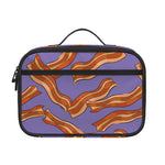 Purple Bacon Pattern Print Portable Lunch Bag