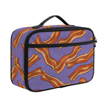 Purple Bacon Pattern Print Portable Lunch Bag