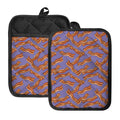 Purple Bacon Pattern Print Pot Holders With Pocket